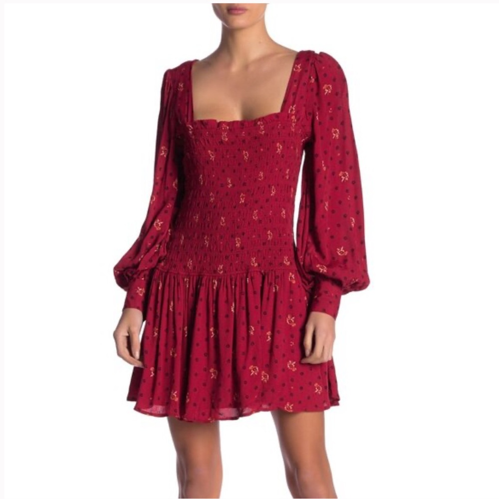 Free People Two Faces Mini Dress in Ruby Combo